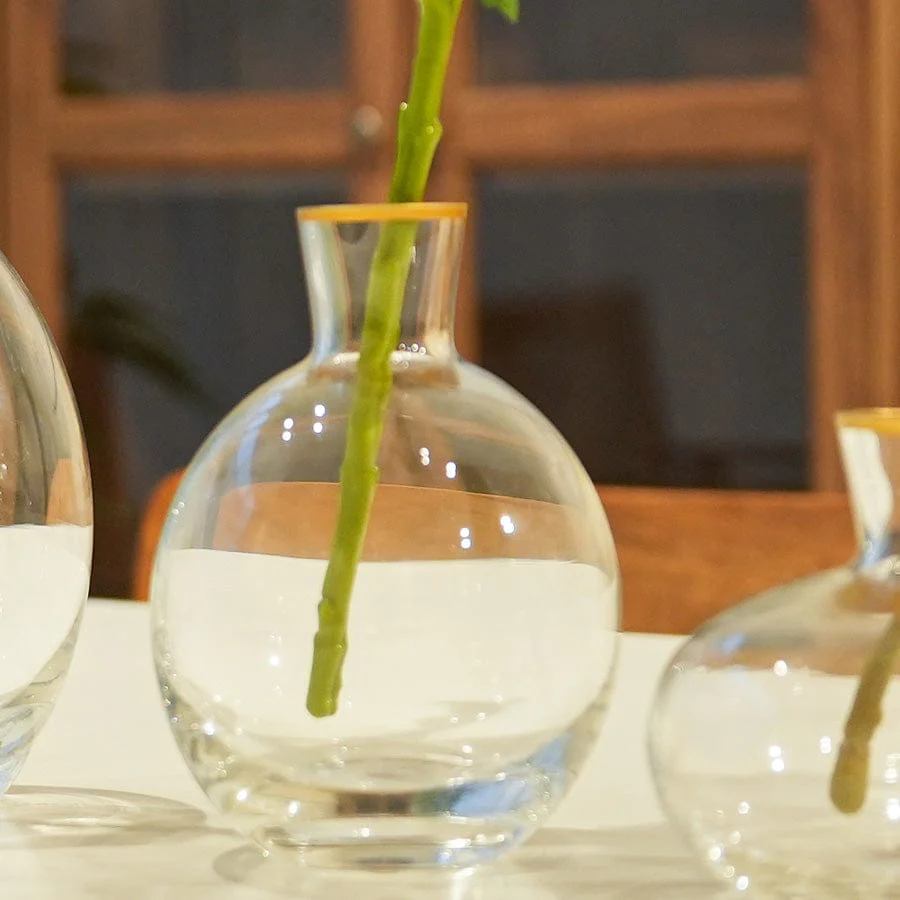 Marzia Glass Vase W/ Gold Rim - Image 5