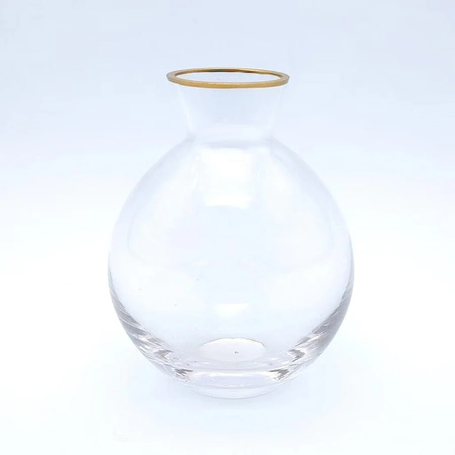 Marzia Glass Vase W/ Gold Rim - Image 6