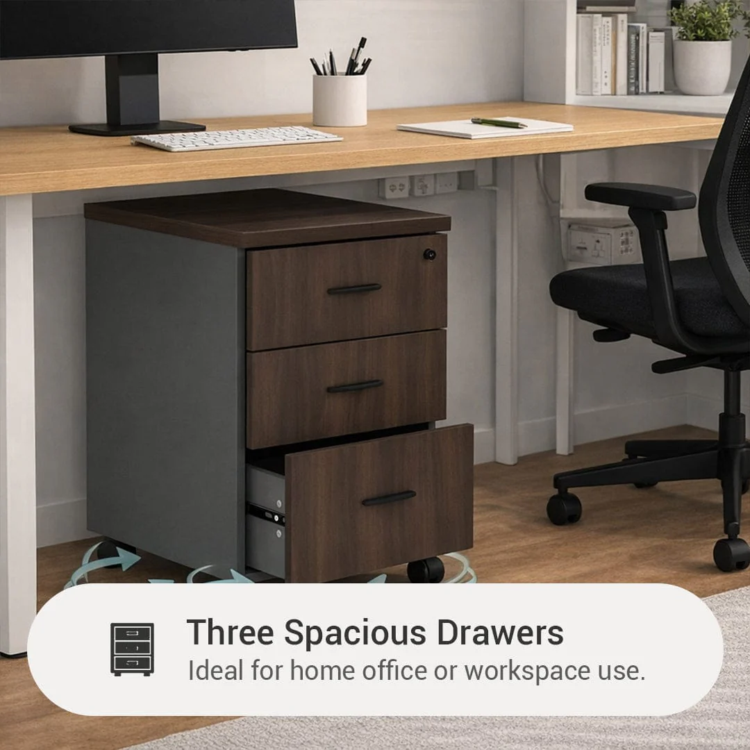 Rollins 3 Drawer Mobile Pedestal - Image 15