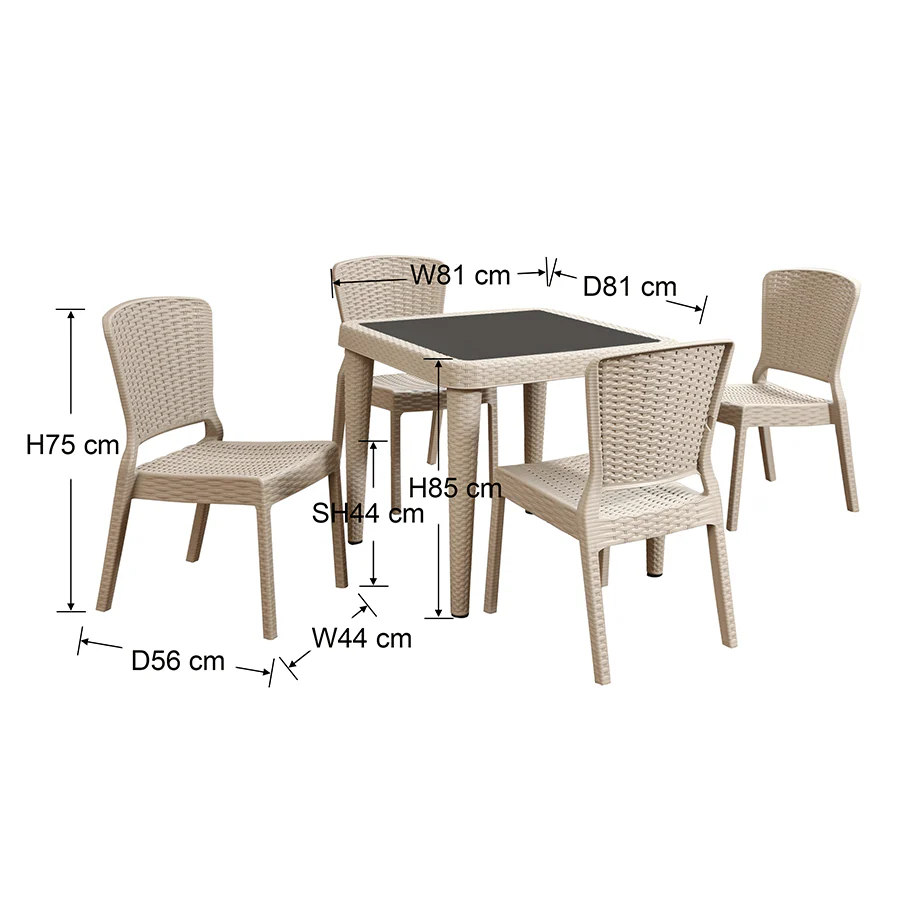 Santi 4 Seater Plastic Outdoor Dining - Image 36