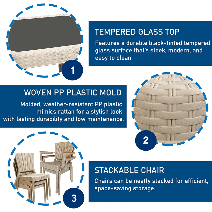 Santi 6 Seater Plastic Outdoor Dining - Image 23