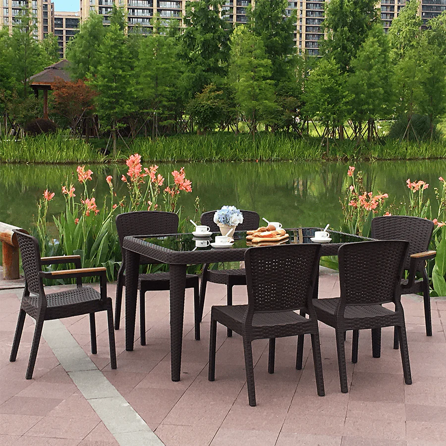 Santi 6 Seater Plastic Outdoor Dining - Image 26