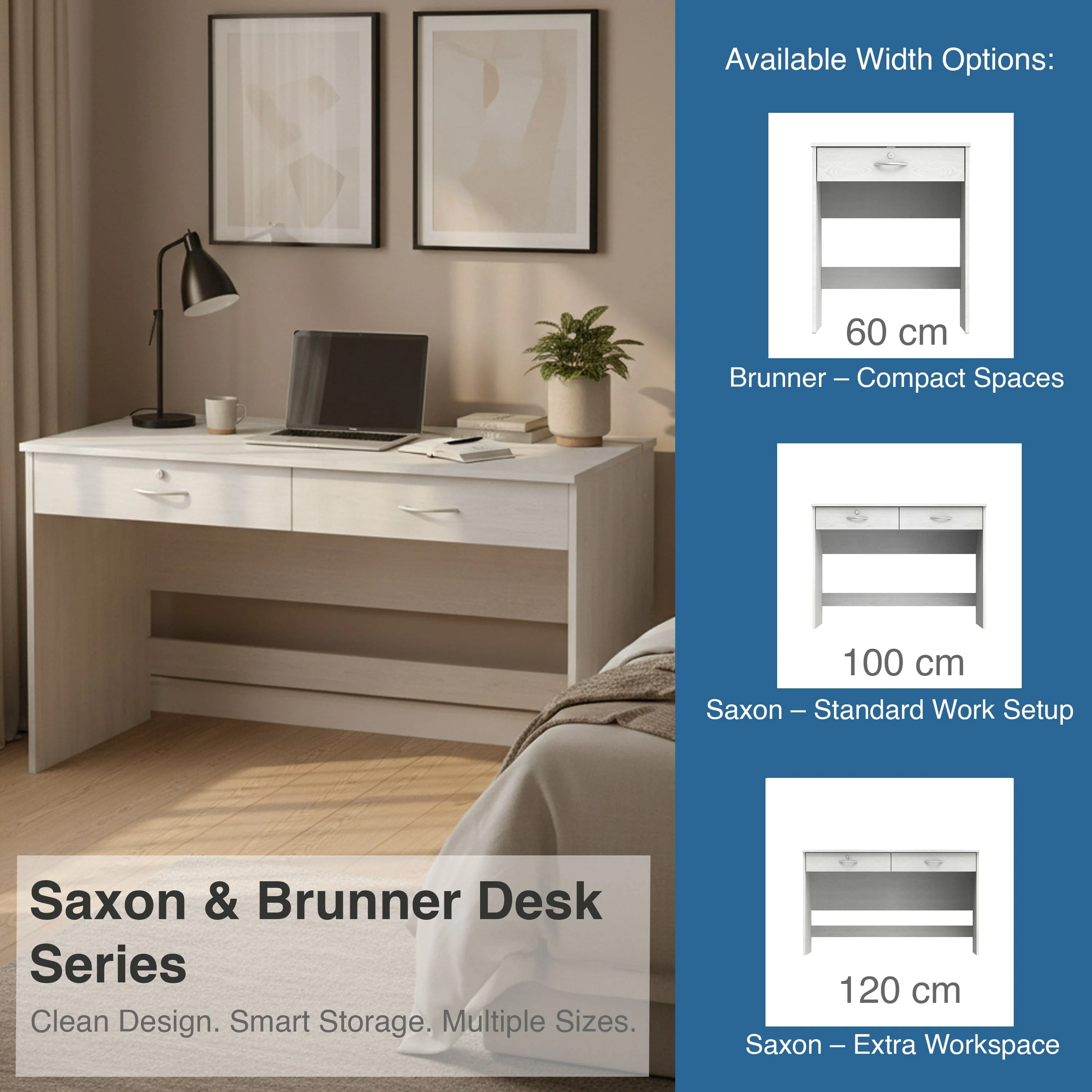 Saxon 120 cm Desk with 2 Drawer - Image 29