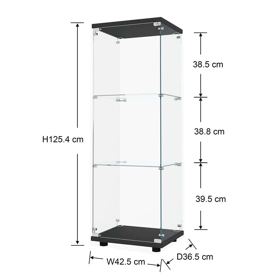 Serris 3 Tier 1 Door Glass Cabinet - Image 12