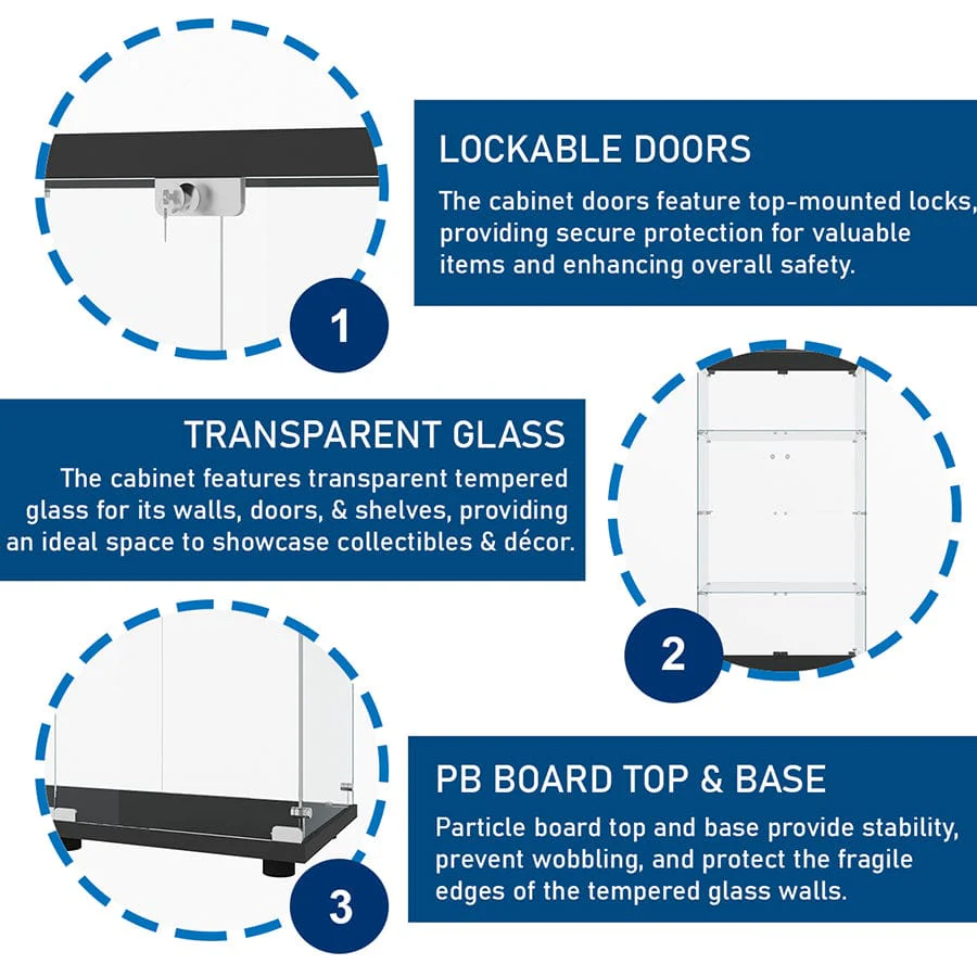 Serris 4 Tier 2 Door Glass Cabinet - Image 10