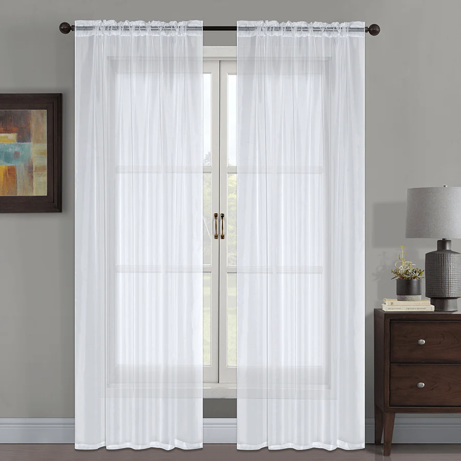 Sol White Sheer Set of 2 Curtains - Image 2