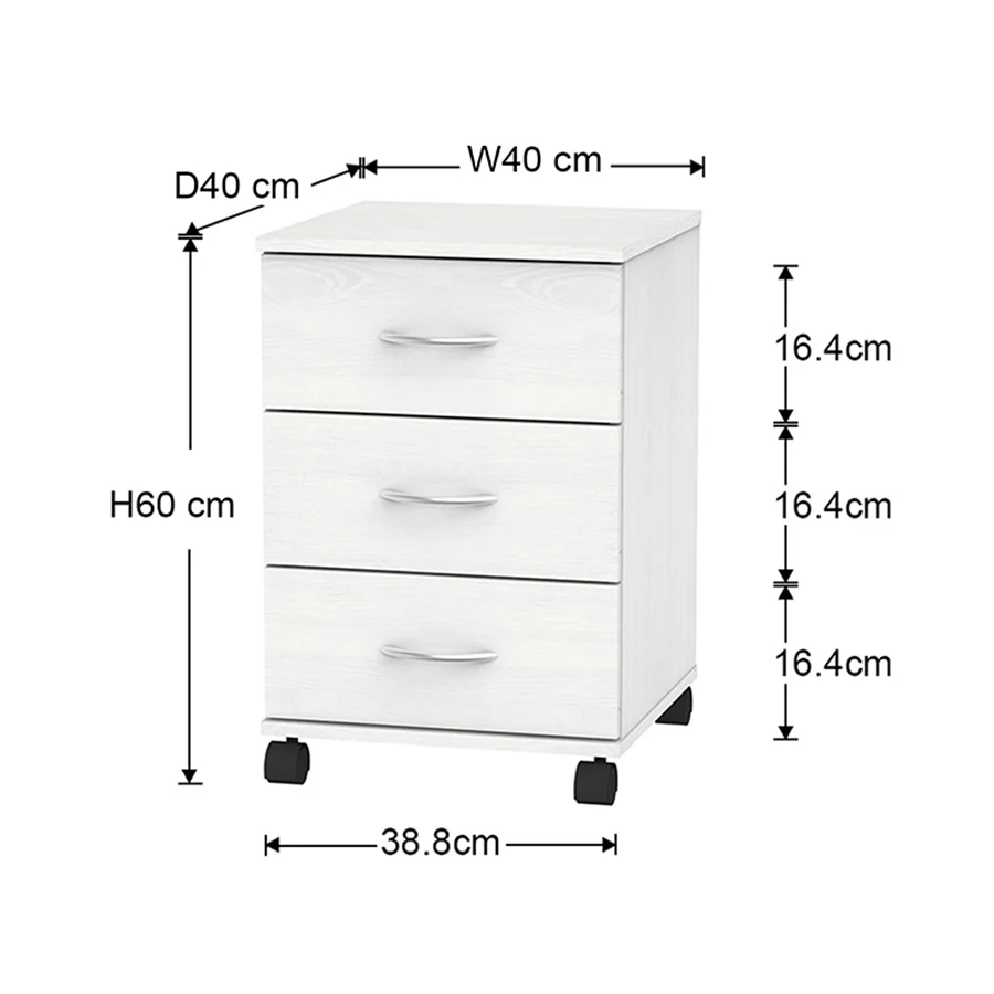 Starki 3 Drawer Mobile Cabinet - Image 14
