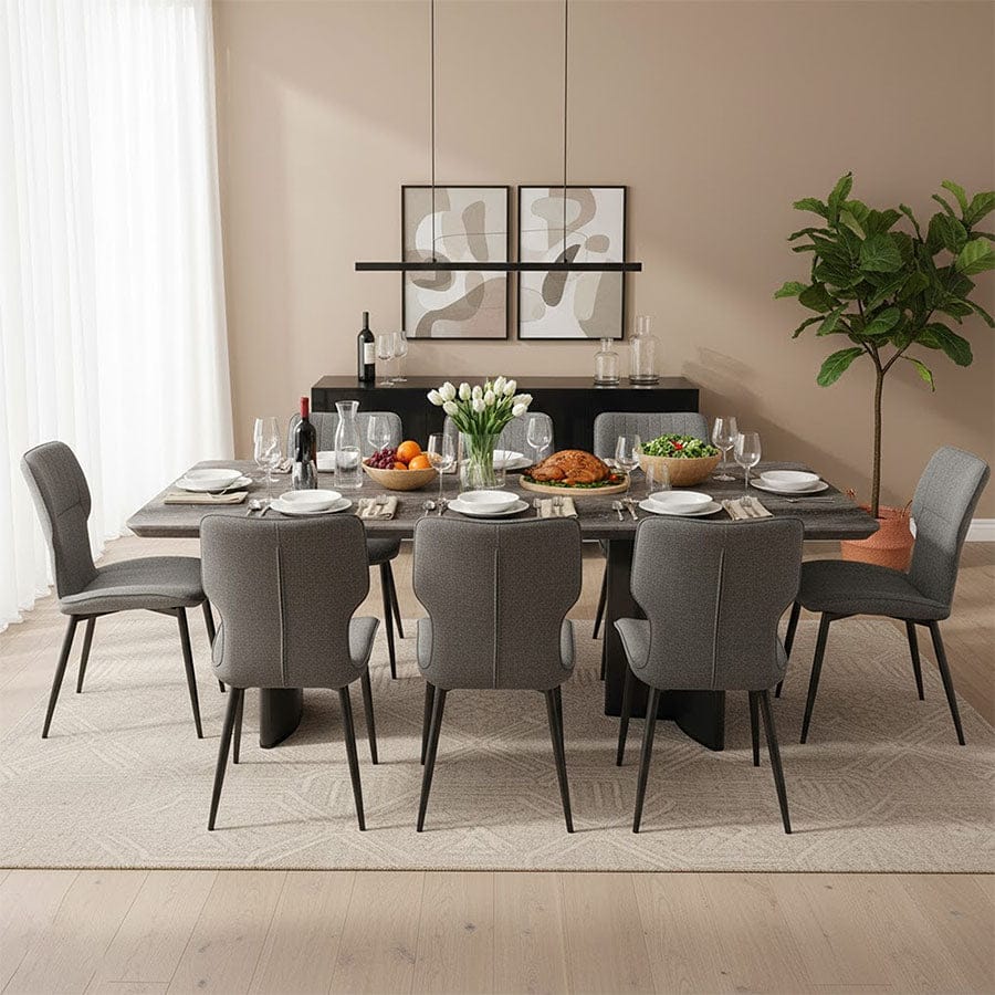 Tavis Gray 8 Seater Rectangle Dining Set - Image 3