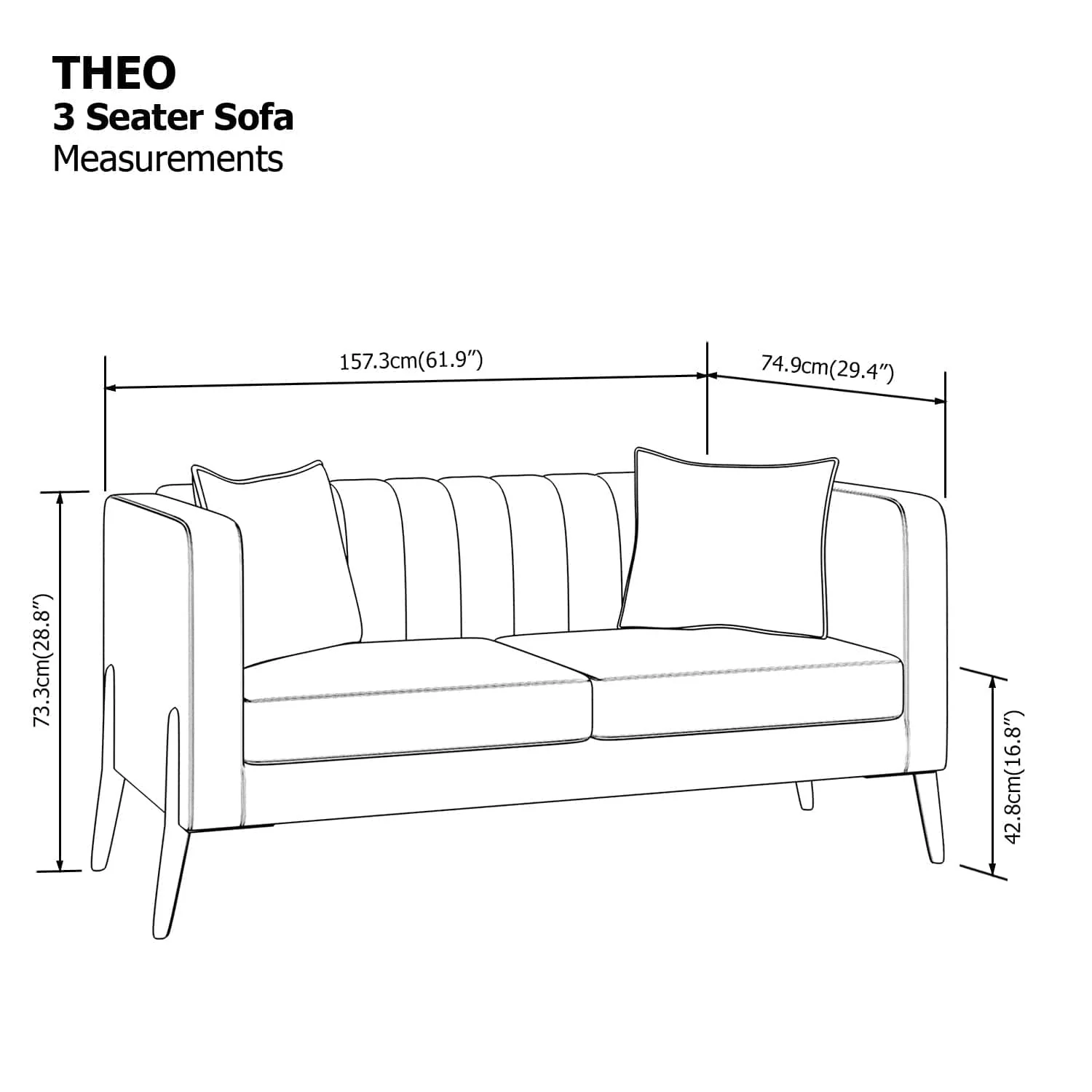 Theo 3 Seater Sofa - Image 24
