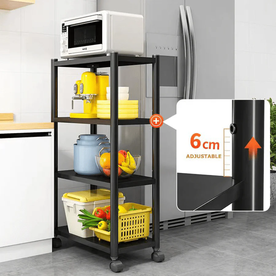 Trion 4 Tier Shelving Rack with Wheels - Image 15