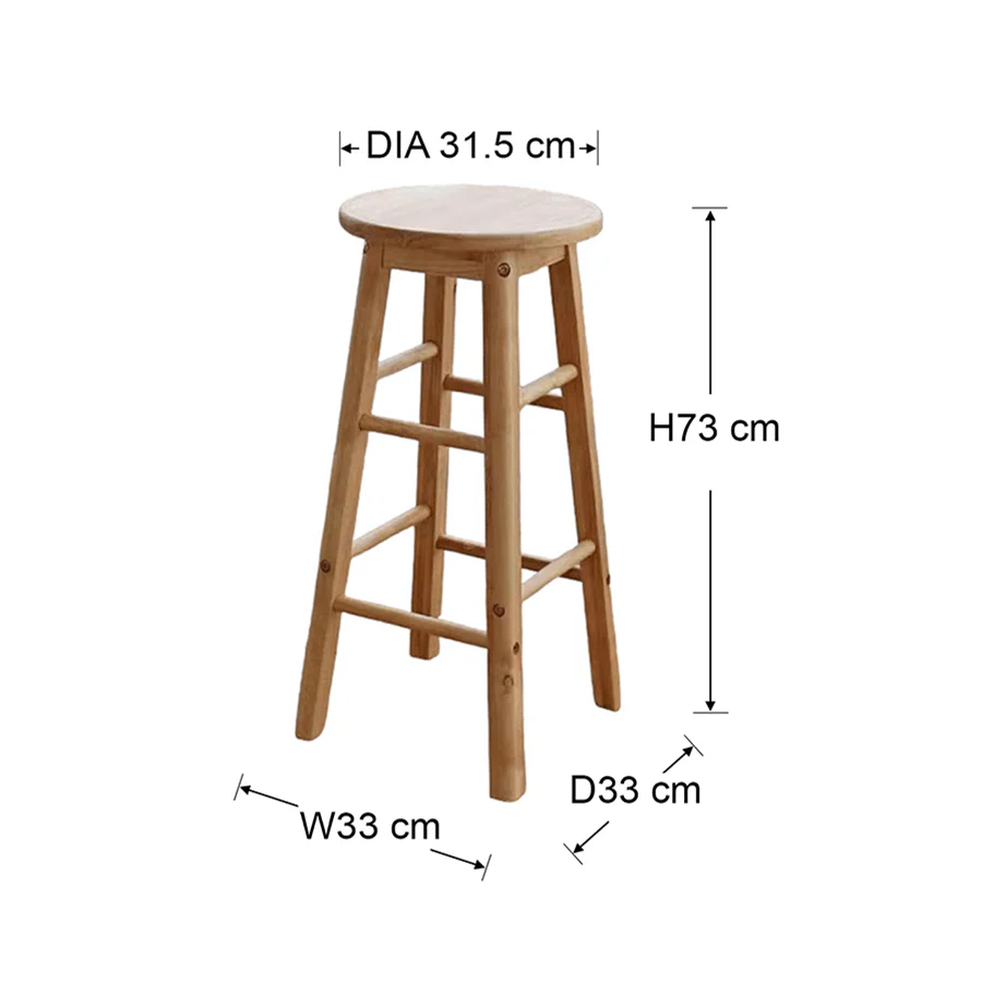 Yoona Round Wooden Bar Stool - Image 10