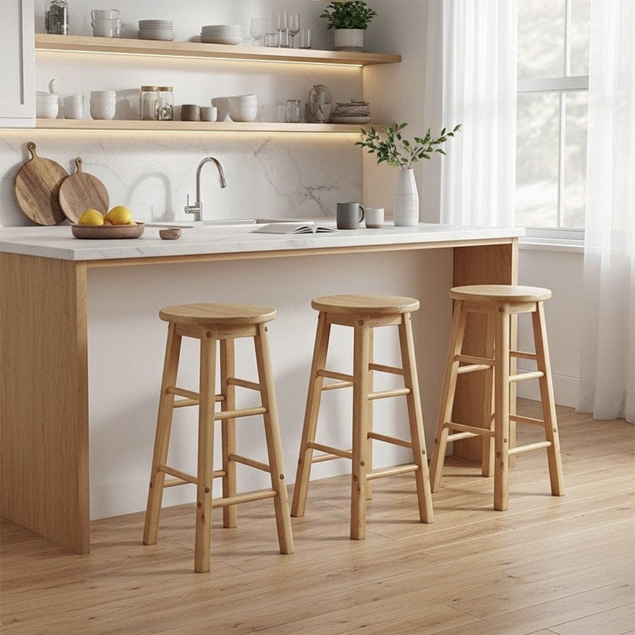 Yoona Round Wooden Bar Stool - Image 3