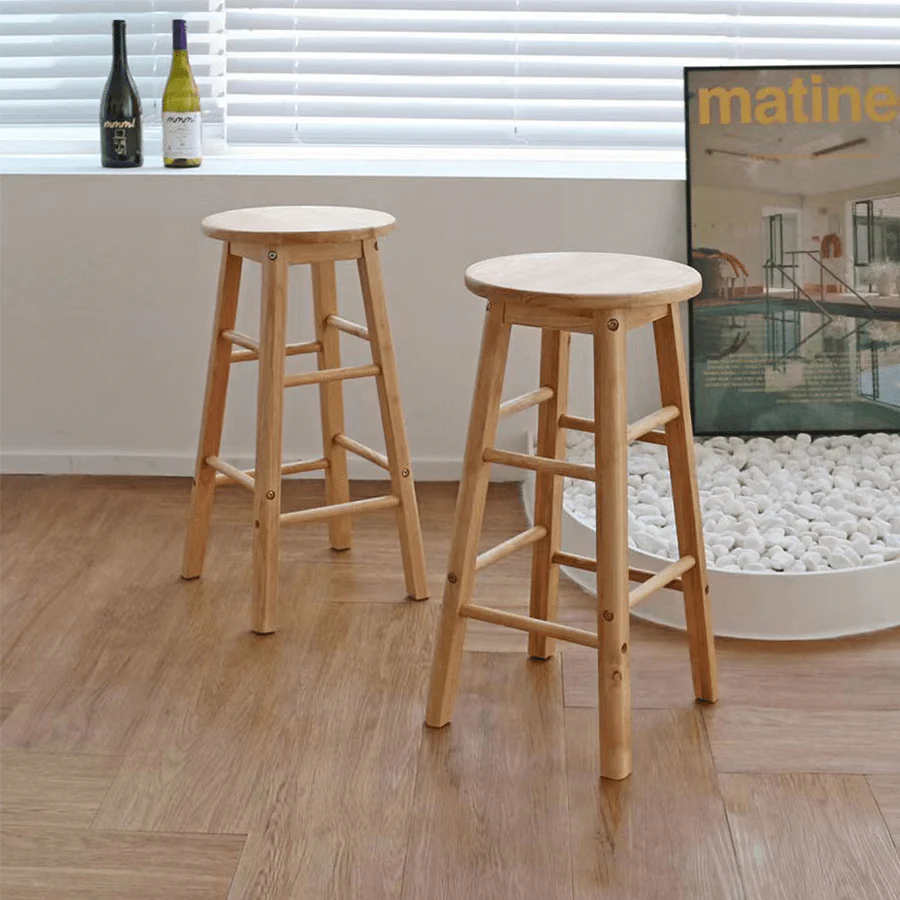 Yoona Round Wooden Bar Stool - Image 4