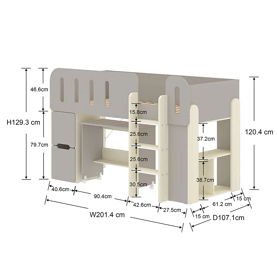 Zella Loft Bedset with Desk - Image 18